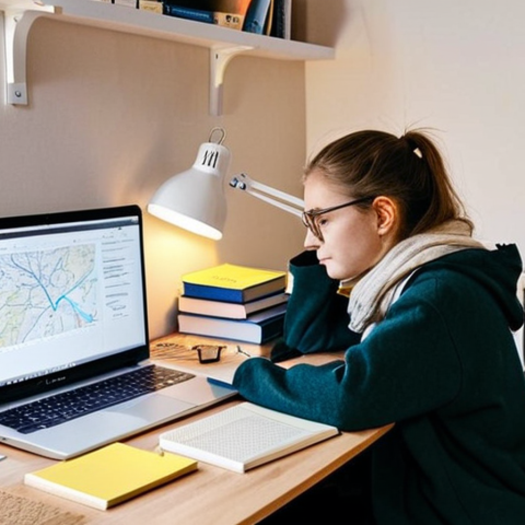 **

A cozy study nook in a Swedish home. A student sits at a desk, surrounded by textbooks and a laptop displaying a digital mind map. Notes are neatly organized with sticky notes and dividers. The atmosphere is warm and inviting, with soft lighting and a cup of *fika* nearby. Safe for work, appropriate content, fully clothed, professional, modest.

**