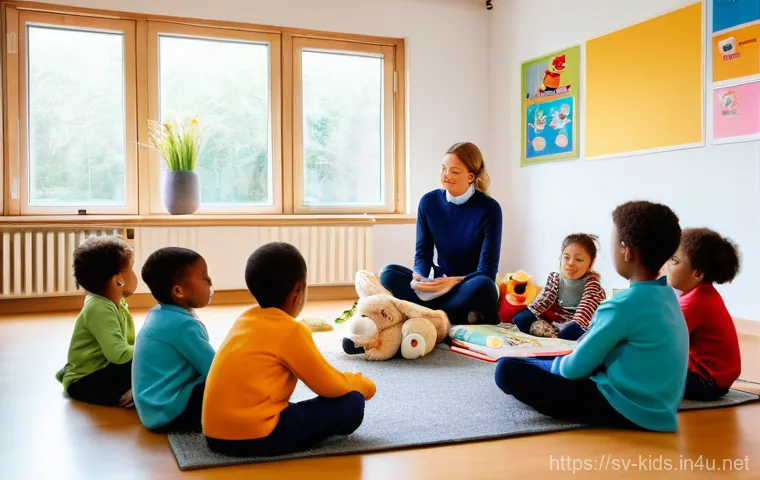 유아교육지도사로서 근무 중 발생하는 긴급 상황 대처 - **Prompt:** "A reassuring scene inside a Swedish preschool. A male preschool teacher, dressed in a p...