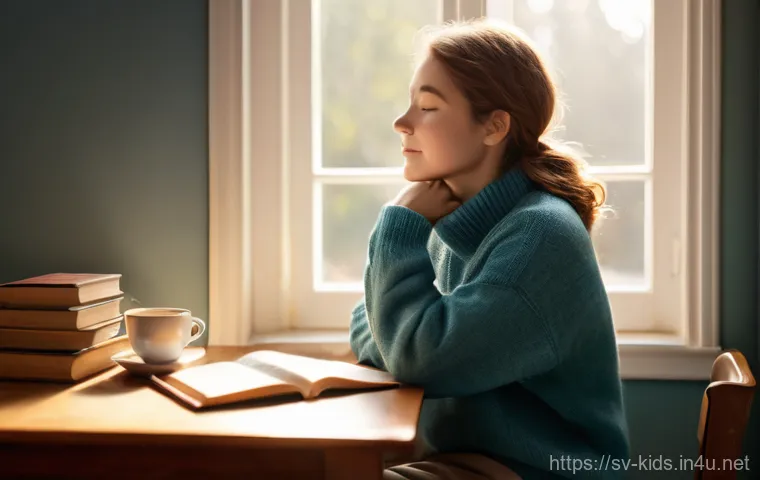 유아교육지도사 실기 시험 전날 준비 사항 - **Prompt:** A young adult woman, appearing to be a preschool teacher student, sits in a calm, softly...