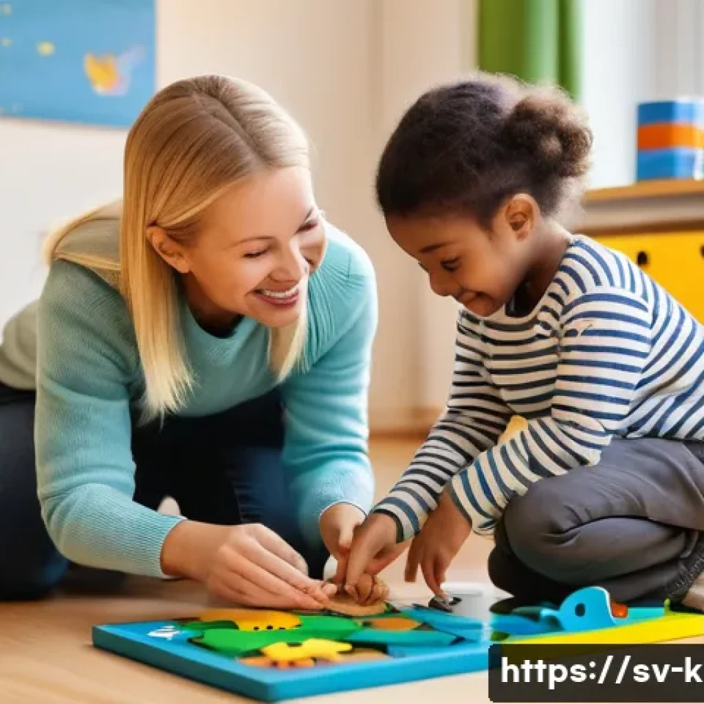 유아교육지도사로서의 멘토링 역할 - A bright and welcoming preschool classroom in Sweden, featuring diverse children aged 3-5 engaged in...
