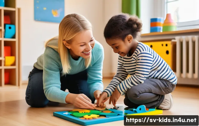 유아교육지도사로서의 멘토링 역할 - A bright and welcoming preschool classroom in Sweden, featuring diverse children aged 3-5 engaged in...