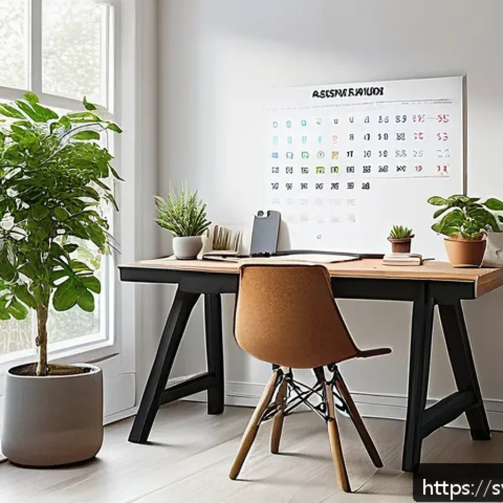 유아교육지도사 자격증 시험 대비 시간 관리 노하우 - A modern Scandinavian study room bathed in natural daylight with a minimalistic wooden desk, a sleek...