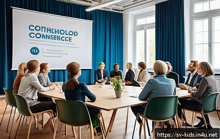 유아교육지도사 자격증 취득 후 네트워킹 방법 - A professional conference scene in Sweden focused on early childhood education, showing diverse educ...