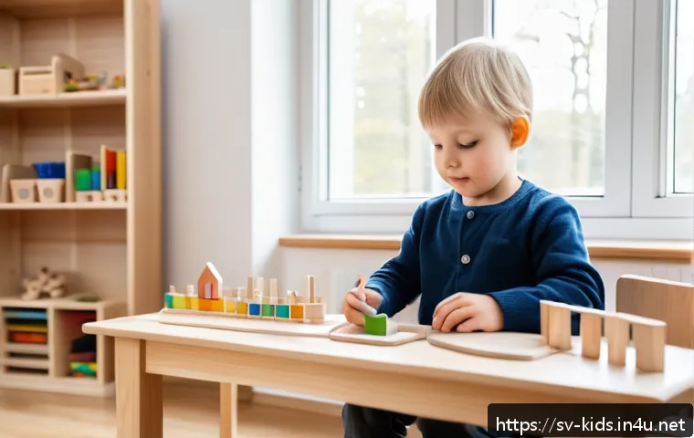 유아교육지도사 전공 선택 가이드 - A bright and welcoming Montessori preschool classroom in Sweden, featuring children aged 4-5 years e...