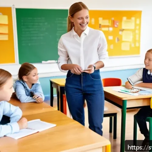 유아교육지도사 학원과 독학의 장단점 비교 - A modern Scandinavian classroom setting with children aged 6-8 engaged in group activities, bright n...